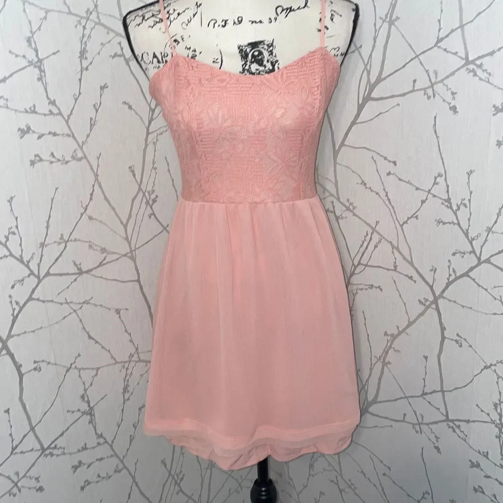 Princess Vera Wang Lace Chiffon‎ Dress Kids Large Pink Excellent Cutout Back